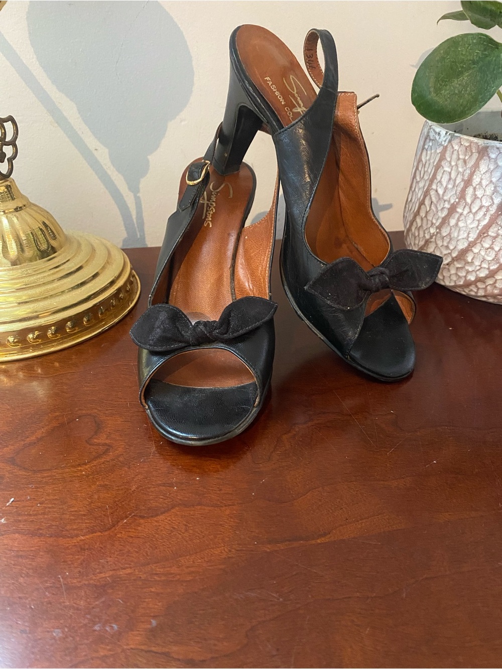 Black Bow Slingback Heels for Women